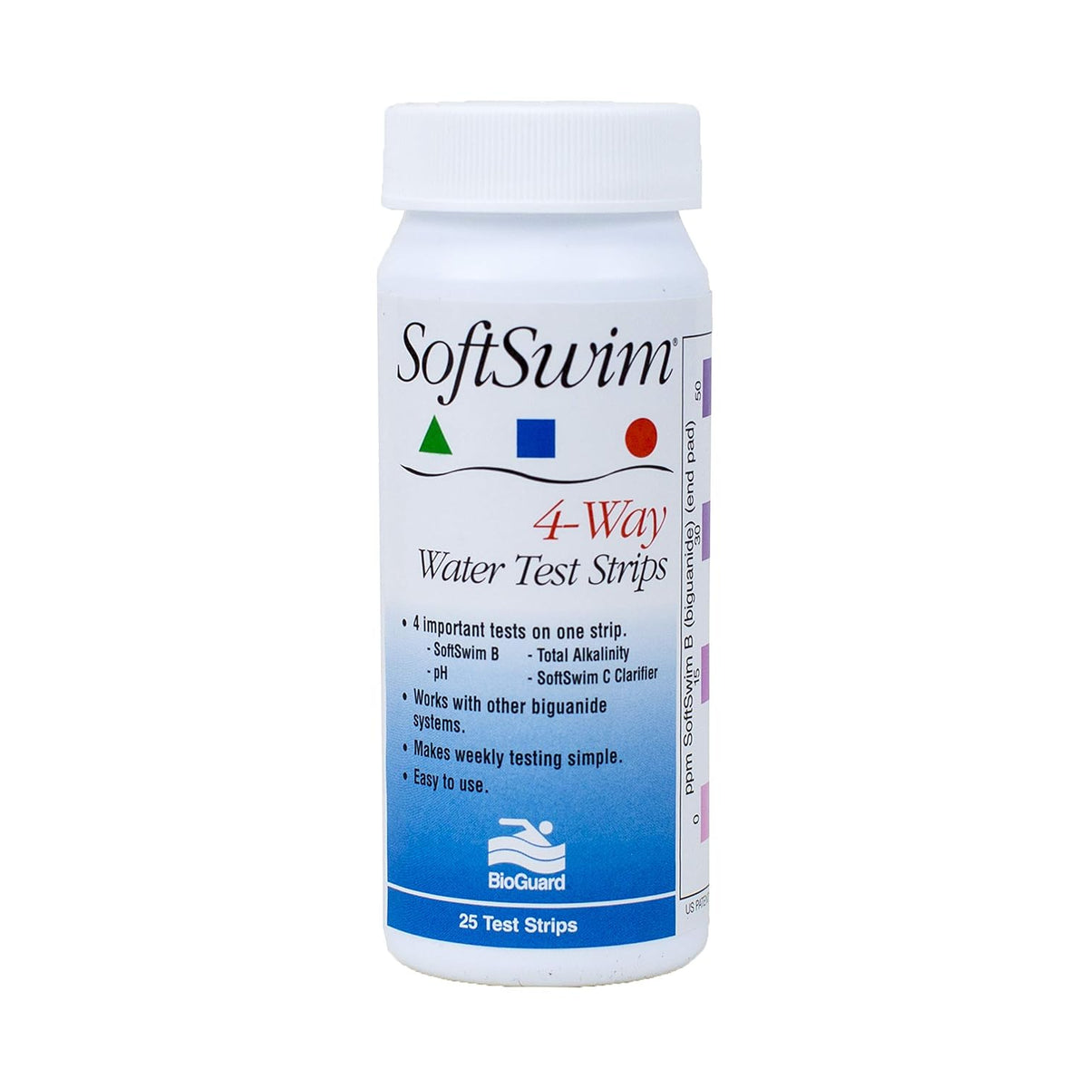 BioGuard SoftSwim 4-Way Test Strips (25 Strips)