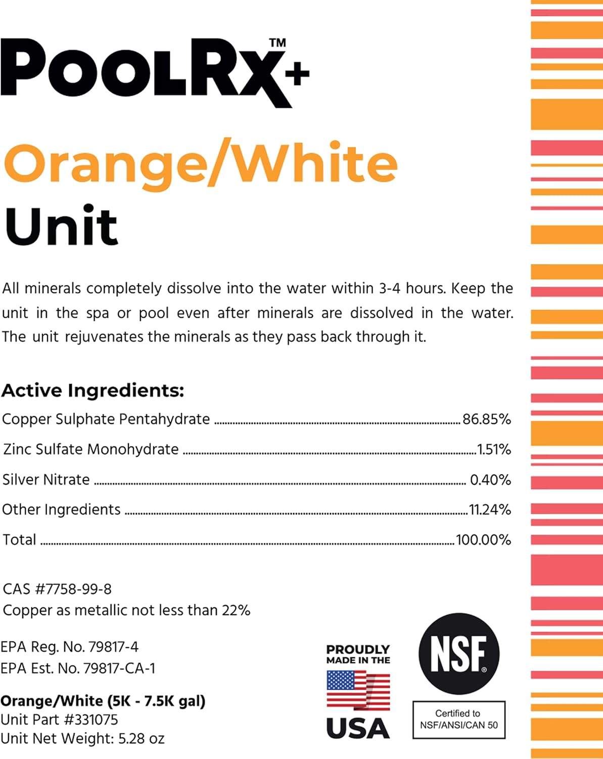 PoolRx+ Orange/White (5K - 7.5K Gallons)