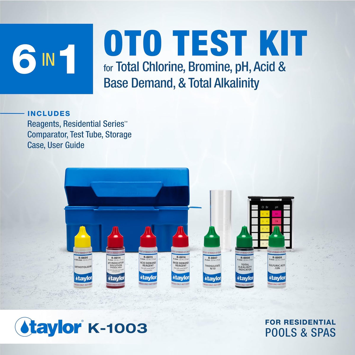 Taylor Technologies K-1003 OTO, 6-in-1 Pool Test Kit