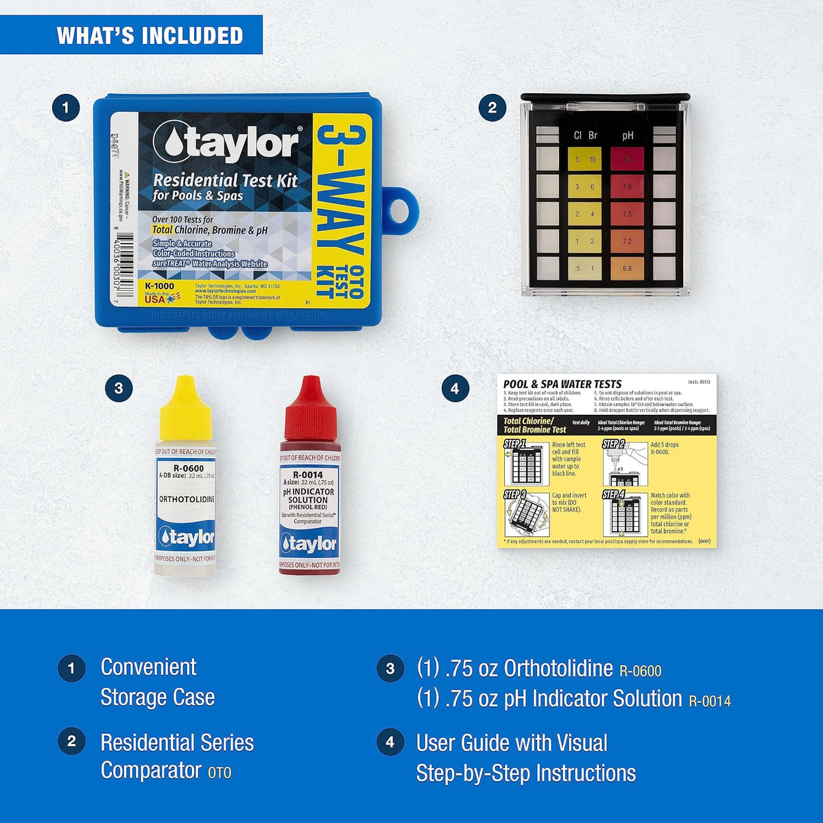 Taylor Technologies K-1000 Basic Pool & Spa Test Kit
