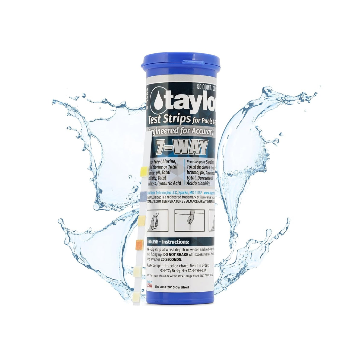 Taylor S-1403, 7-in-1 Pool and Spa Test Strips (50 Count)
