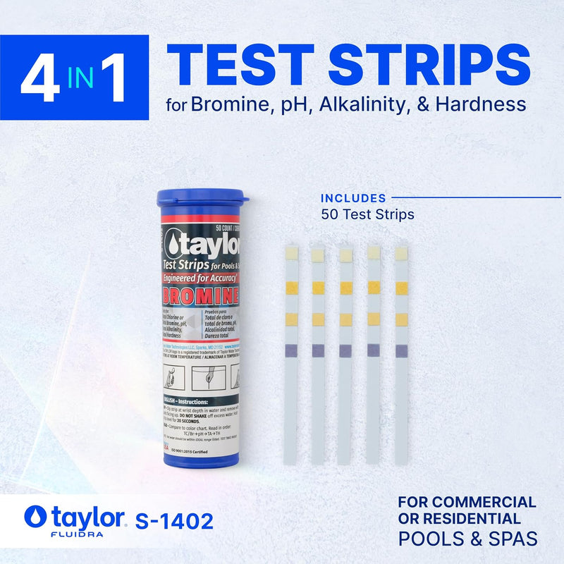 Taylor S-1402, 4-in-1 Bromine Test Strips (50 Count)