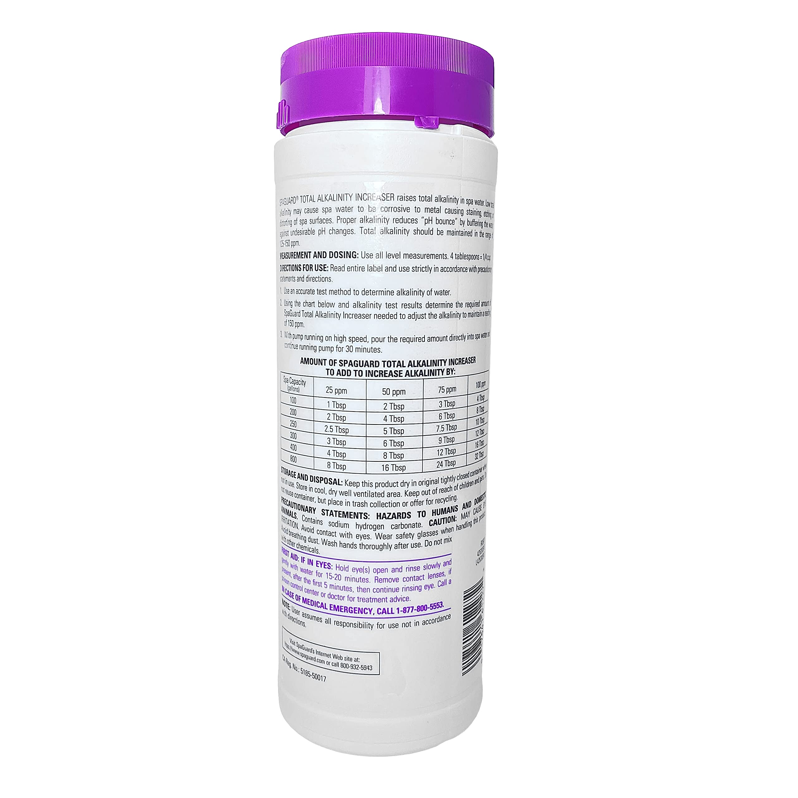 SpaGuard Total Alkalinity Increaser, 2 lb, Pack of 3, Prevents pH Bounce, Proven Pool Water Balancer, Suitable for Spas and Hot Tubs