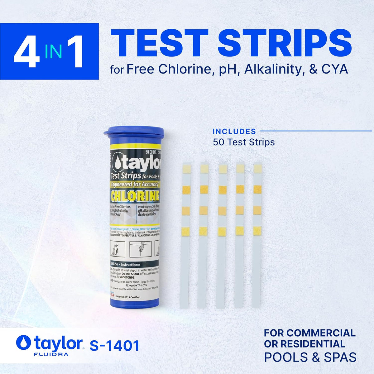 Taylor S-1401, Chlorine Test Strips (50 Count)