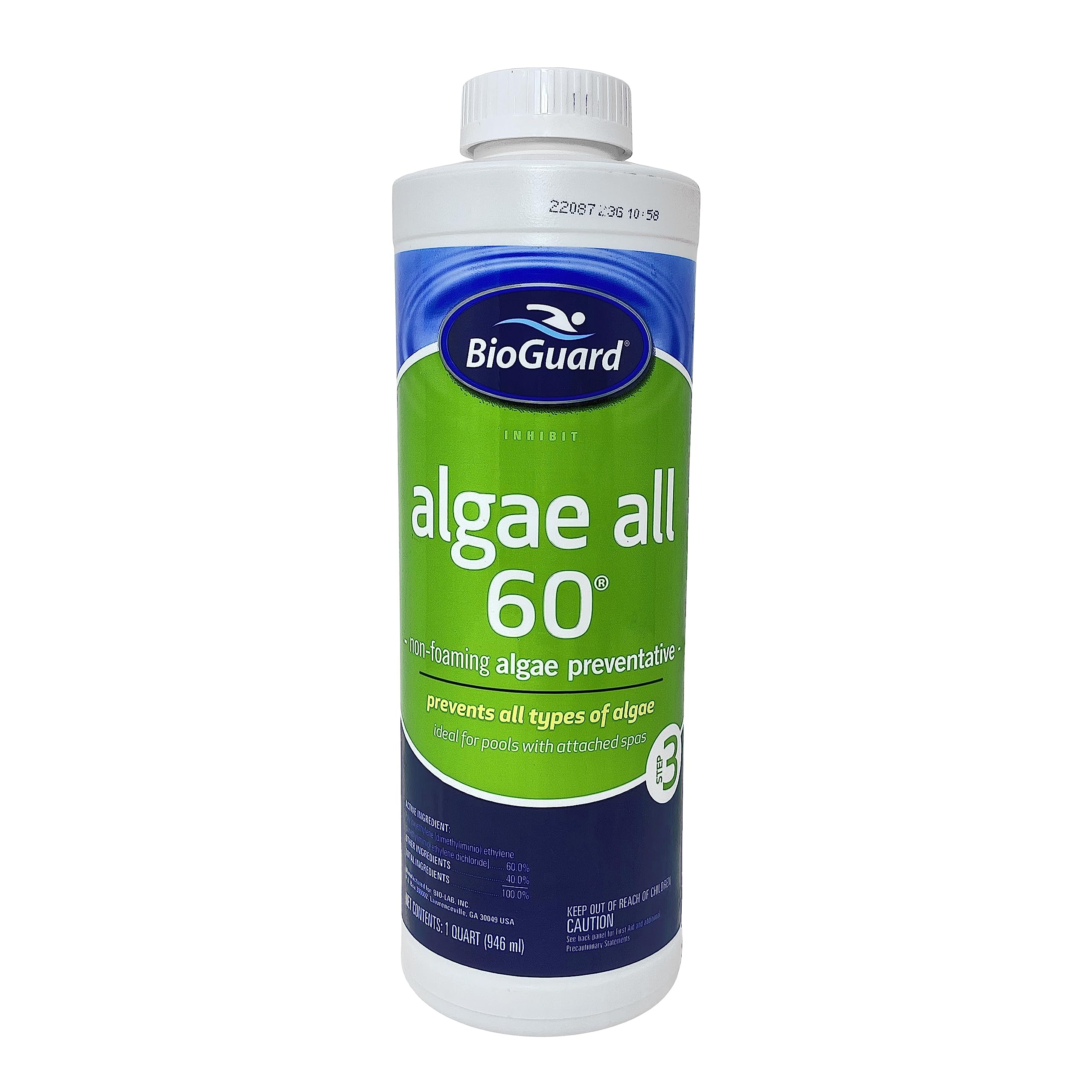 BioGuard Algae All 60 Non-Foaming Algae Preventative, 1 Quart, Single Pack