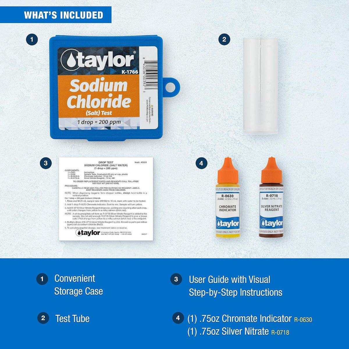 Taylor Technologies K-1766, Pool and Spa Sodium Chloride Test Kit