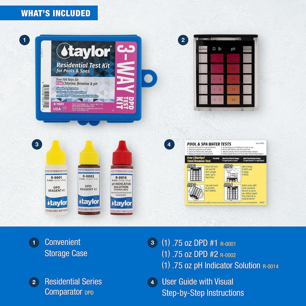Taylor Technologies K-1001 Basic DPD Pool & Spa Test Kit