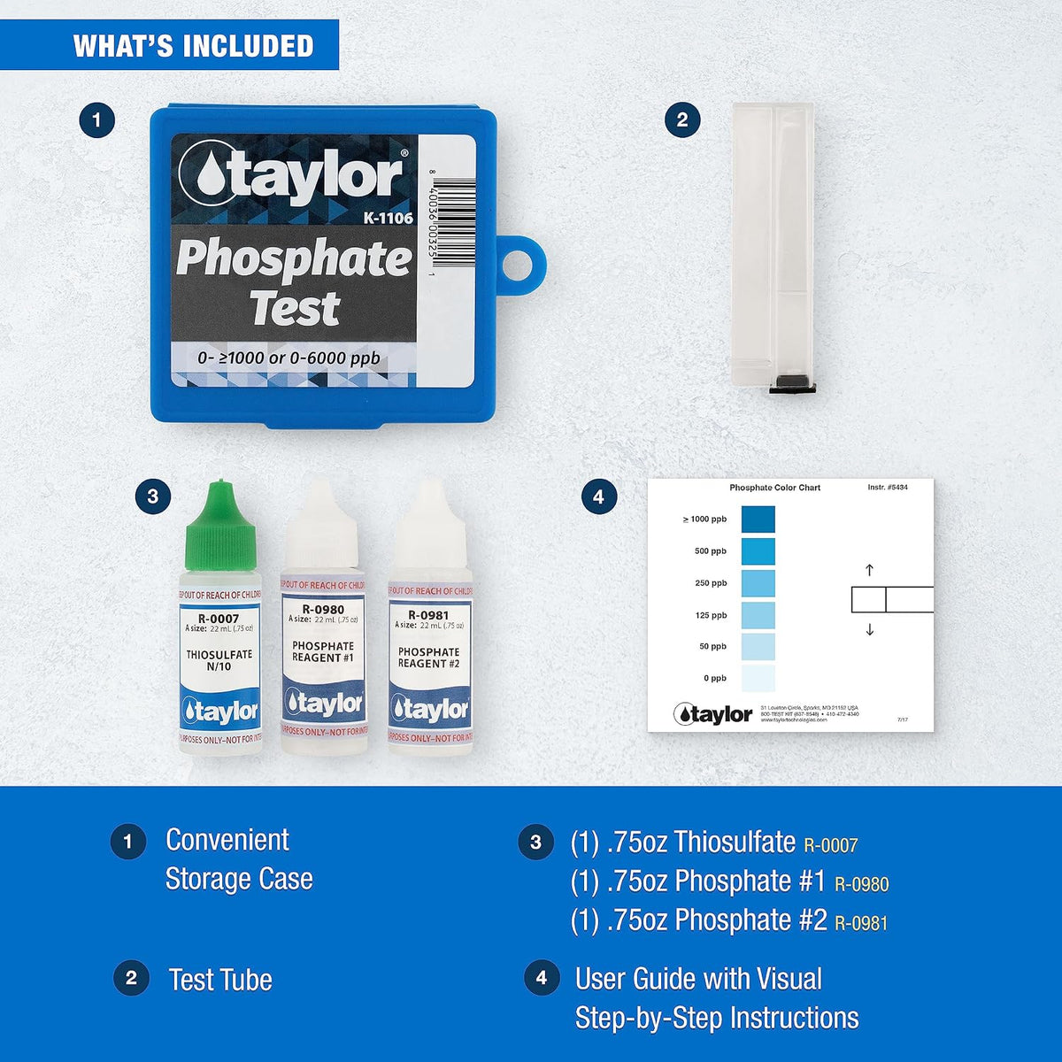 Taylor Technologies K-1106, Pool and Spa Phosphate Test Kit